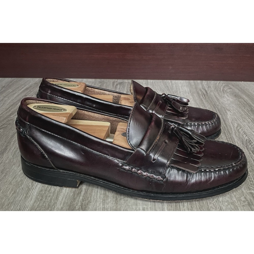 Bass Men's Size 10 M Loafer Maroon Leather Dress Shoes